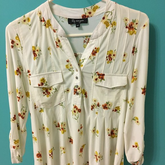 Lily Morgan Silky Spandex/Polyester Printed Blouse - Picture 1 of 5